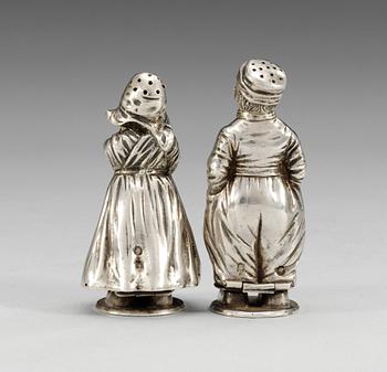 SALT- och PEPPARKAR, sterling. Holland 1800/1900-tal.