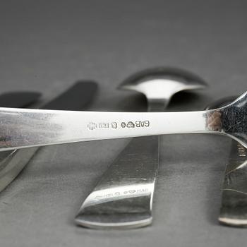BESTICKSERVIS, 42 delar, silver, "Rosenholm", GAB, Stockholm, 1950-/60-/70-tal. Vikt exkl delar med metallblad ca 1067g.