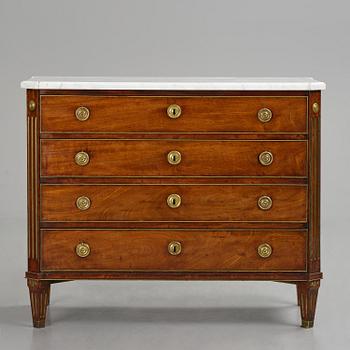 A late Gustavian mahogany commode, Stockholm, late 18th century.