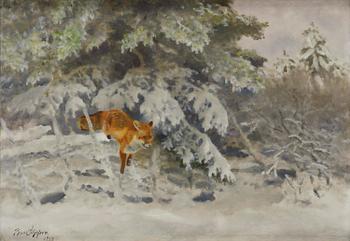 605. Bruno Liljefors, Fox in winter landscape.