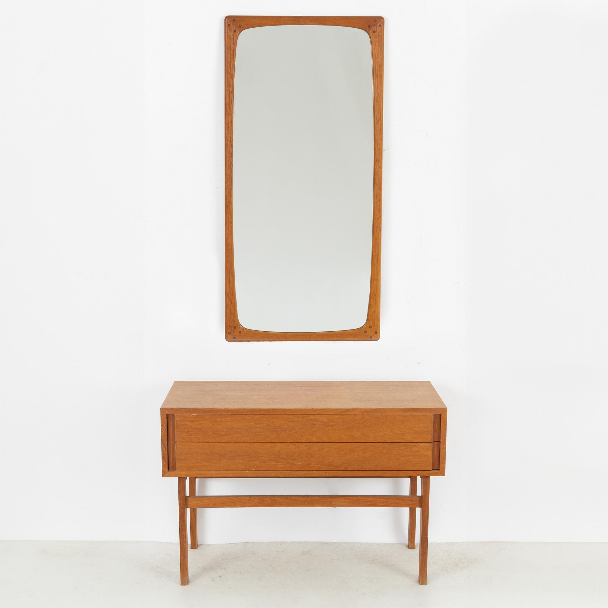 A dresser with mirror, Denmark. 1960s.