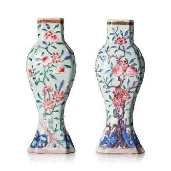 1023. A matched set of famille rose vases, Qing dynasty, Qianlong (1736-95).