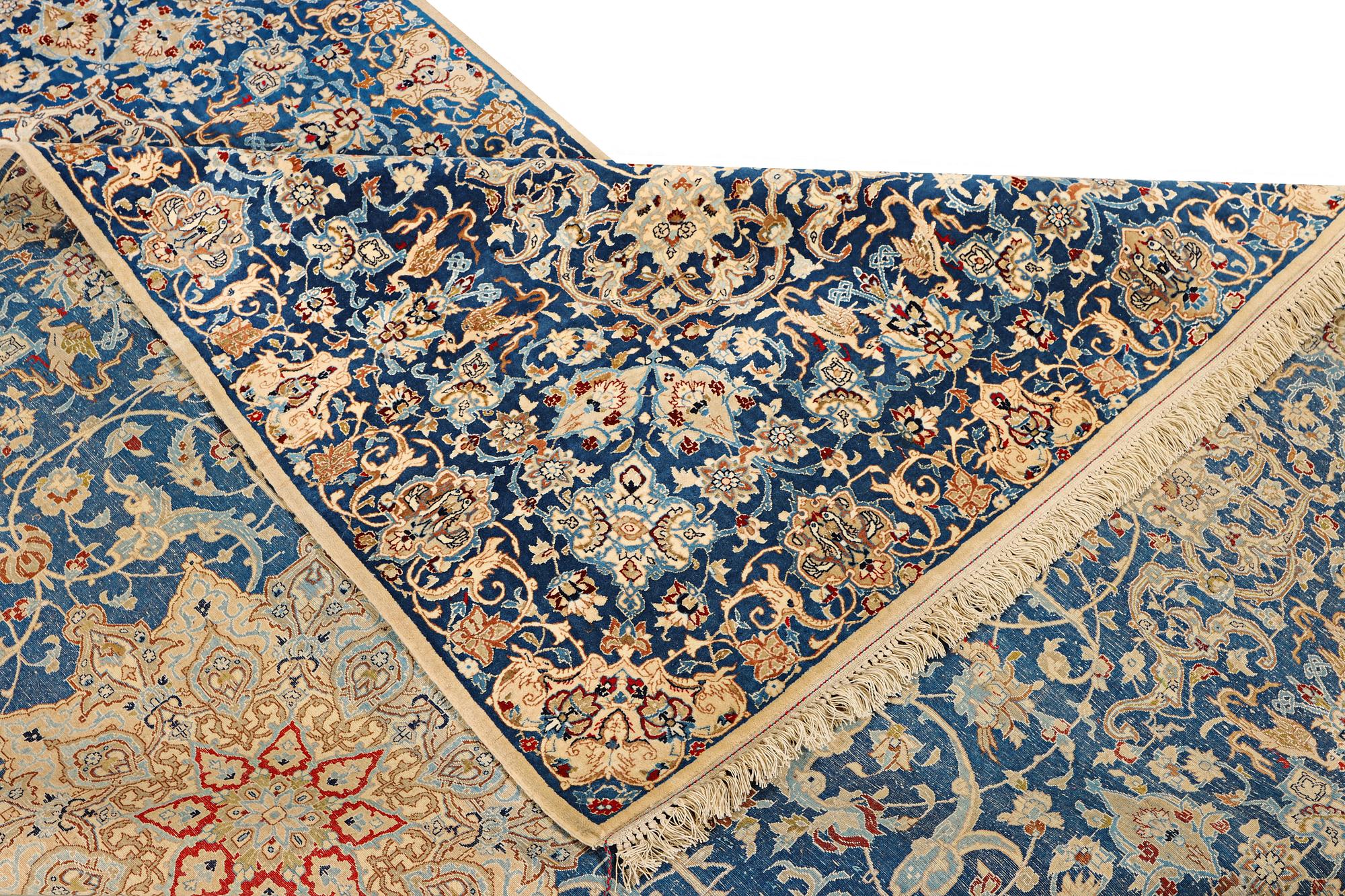 A part silk Nain carpet, 6 LA, c. 250 x 152 cm.