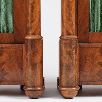 A pair of Swedish Empire mahogany bibliothèques, Stockholm, early 18th century.