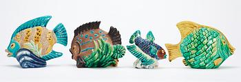 A set of four Gunnar Nylund stoneware figures of fishes, Rörstrand.