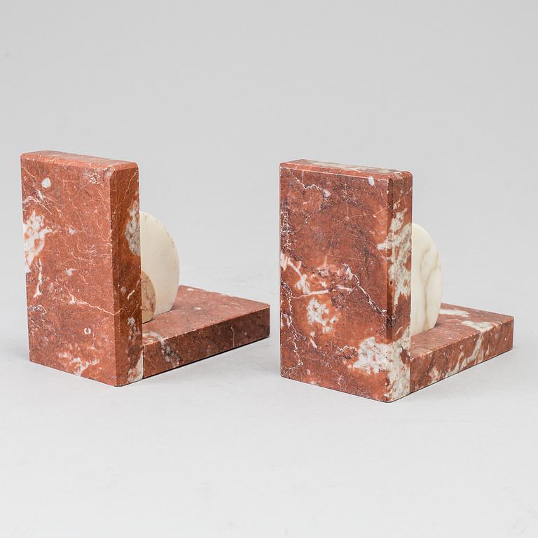 A pair of art déco marble book ends.
