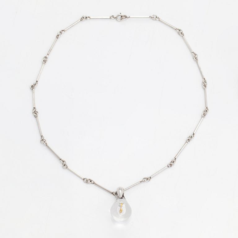 Björn Weckström, hänge "Nuggetdroppen", sterlingsilver, guld och akryl, Lapponia med kedja i silver.