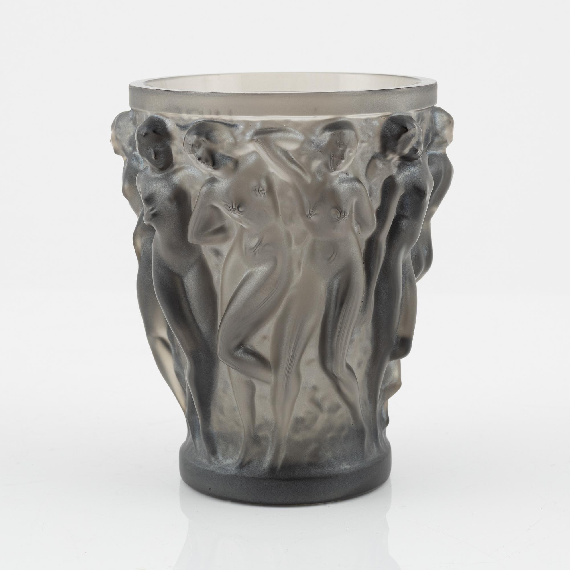René Lalique, a glass vase, 'Bacchantes', France, signed.