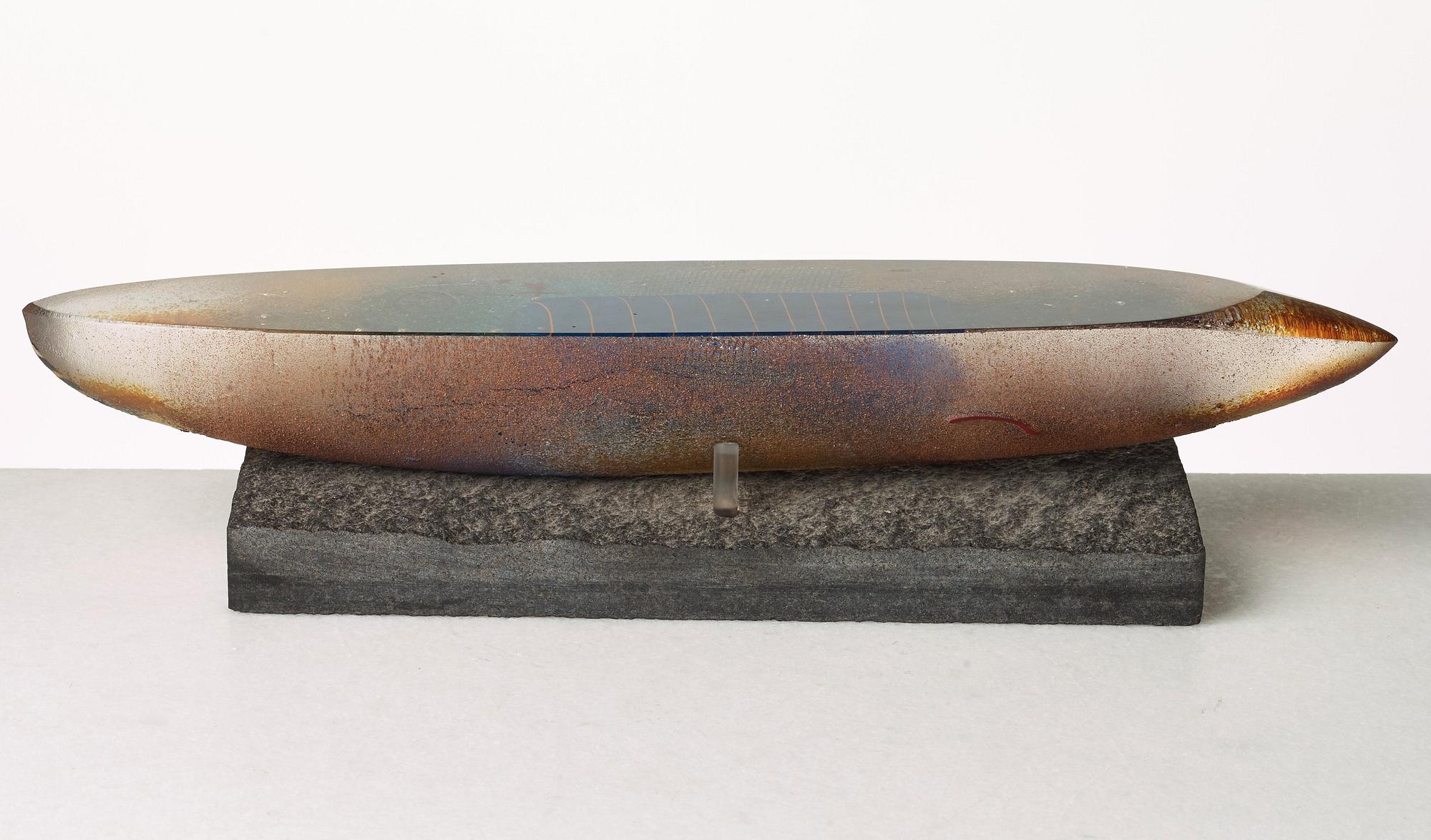 Bertil Vallien, BERTIL VALLIEN, a unique sand cast sculpture of a boat, Kosta Boda, Sweden 1989.
