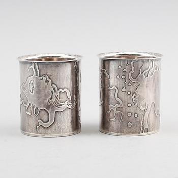 BÄGARE, 1 par, silver, Olle Ohlsson, Stockholm 1975. Vikt ca 153 g.