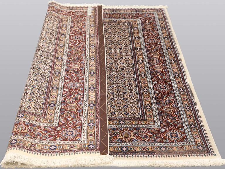 A carpet, Moud part,silk, ca 195 x 150 cm.