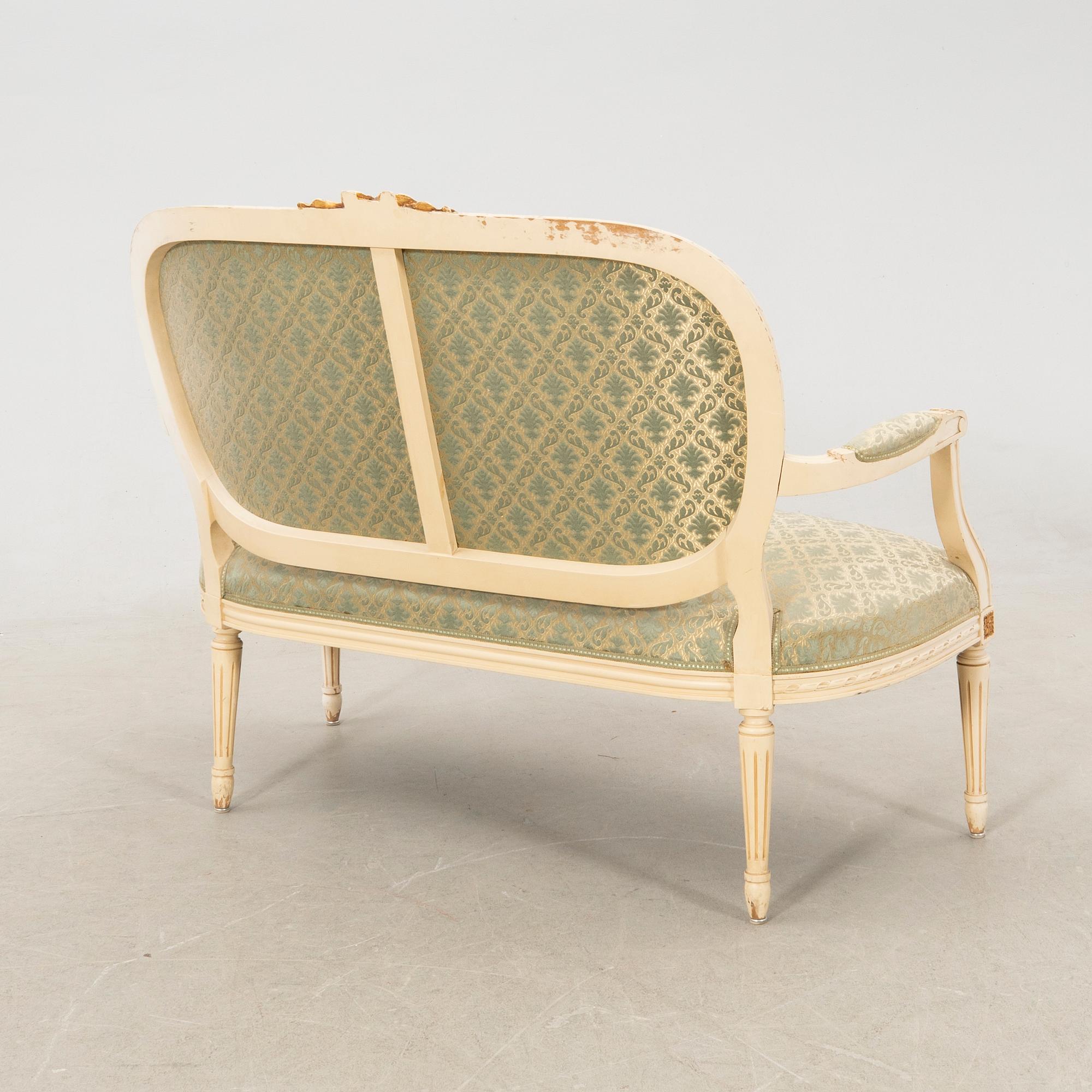 Sofa group in the Gustavian style, mid/second half of the 20th century.