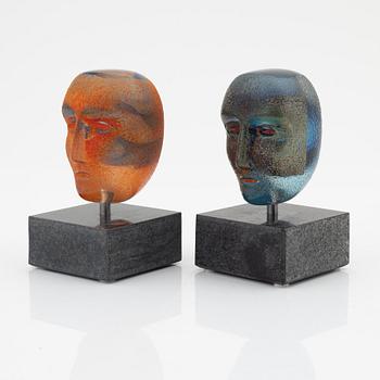 Bertil Vallien, two glass sculptures, Kosta Boda Atelier.