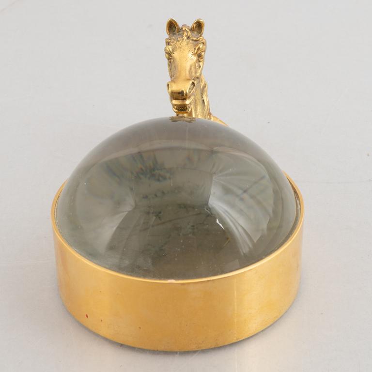 Hermès, magnifying glass/paperweight, "Tête de Cheval", 1960s/70s.