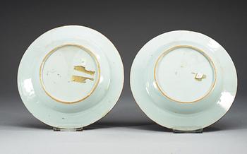 A set of six famille rose dinner plates, Qing dynasty, Qianlong (1736-95).