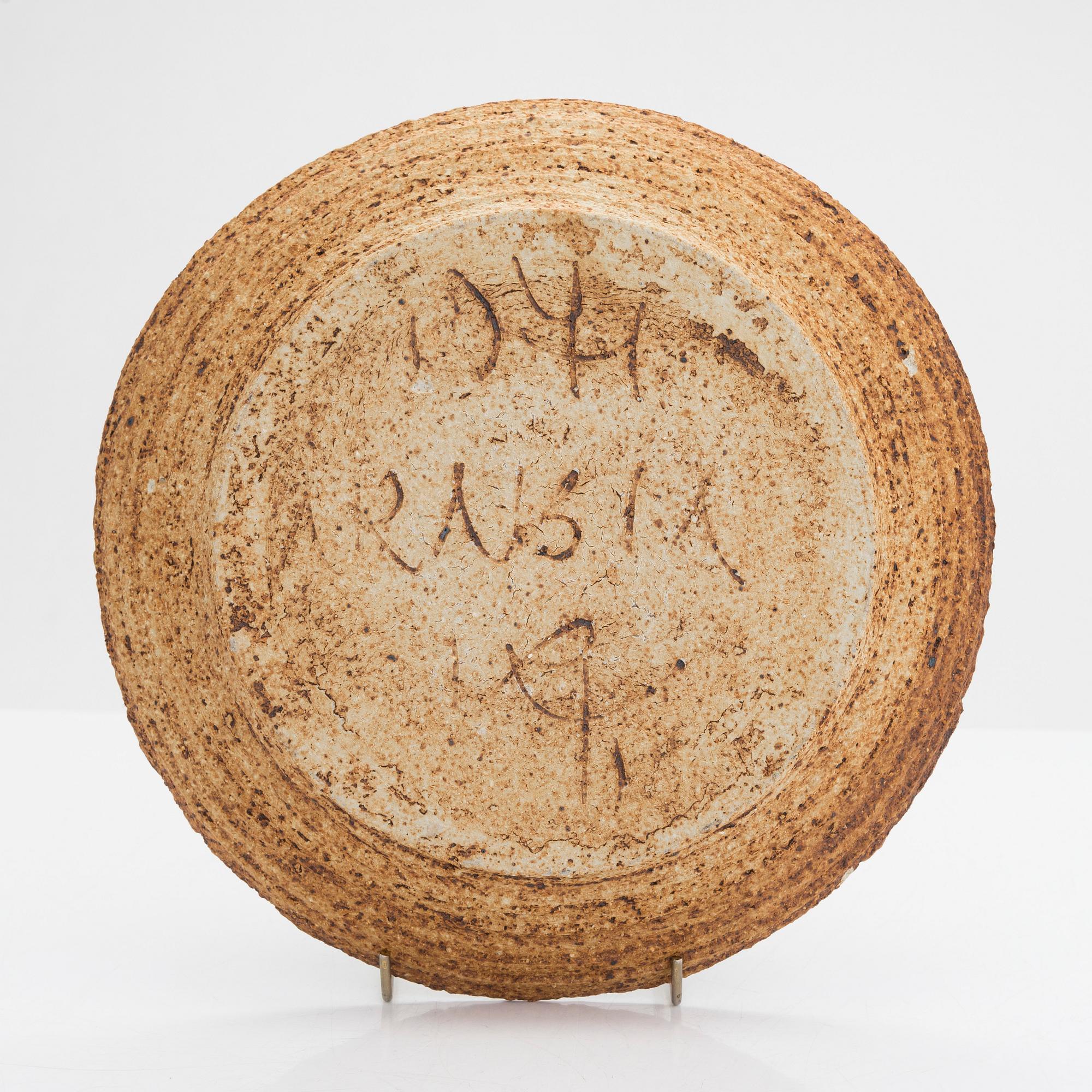 Raija Tuumi, kynttilänjalka, samotti, signeerattu RT, ARABIA 1971.