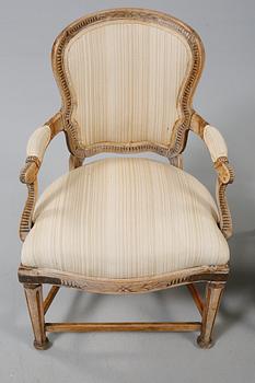 KARMSTOLAR, ett par, Louis XVI, tidigt 1800-tal.