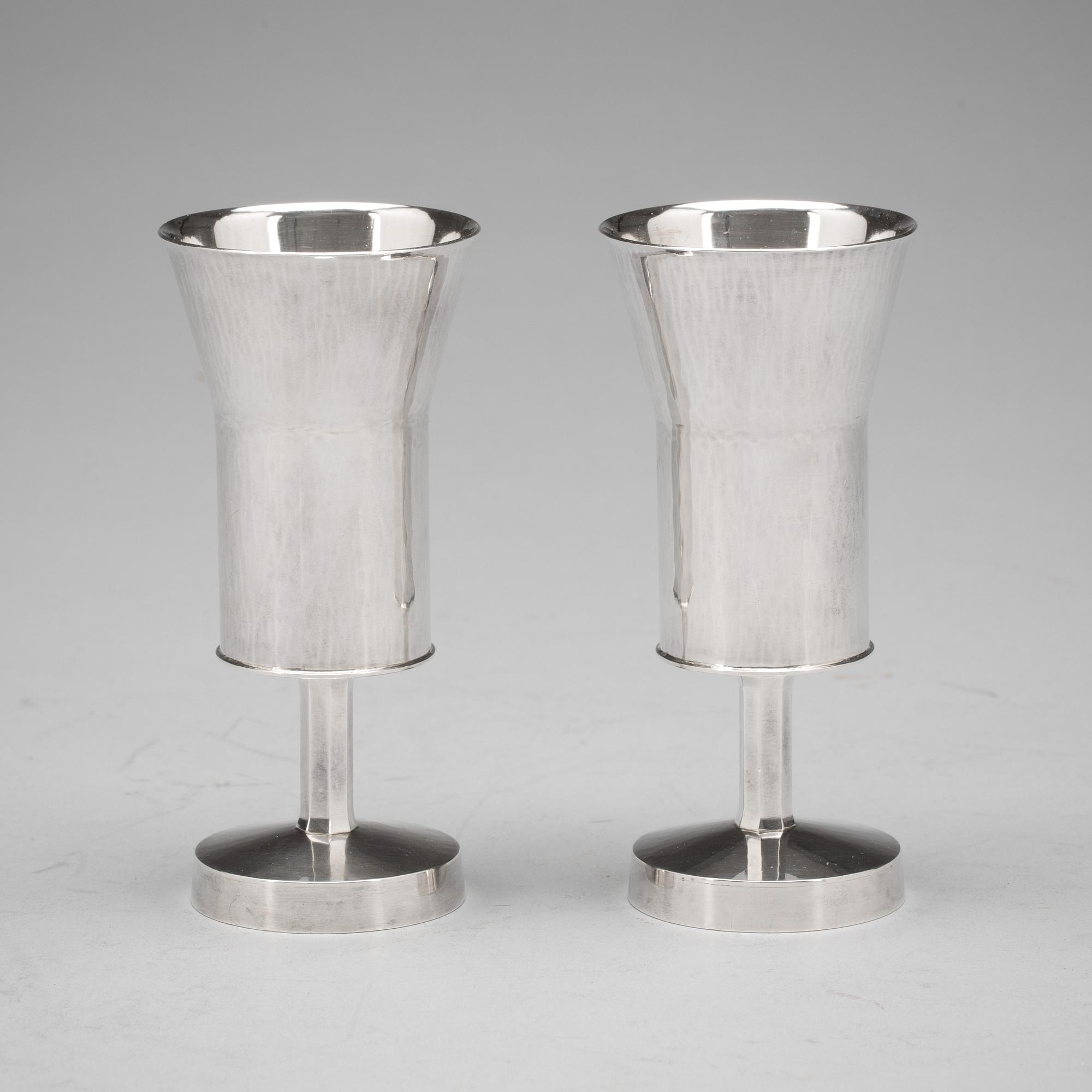 SNAPSGLAS, silver, två stycken, Sigurd Persson Stockholm 1965, 230 gram.