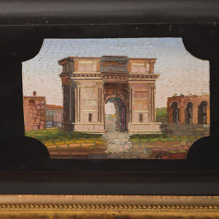 A micro mosaic gilt-bronze box by Cesare Roccheggiani -   Rome, Italy - second half / late c,19th century.