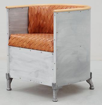 A Mats Theselius 'Aluminium' leather and aluminium easy chair, by Källemo, Sweden circa 1990.
