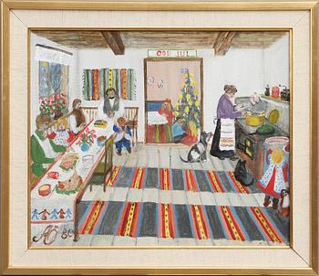 ALMA ÖHRSTRÖM, olja på pannå, sign o dat 80.