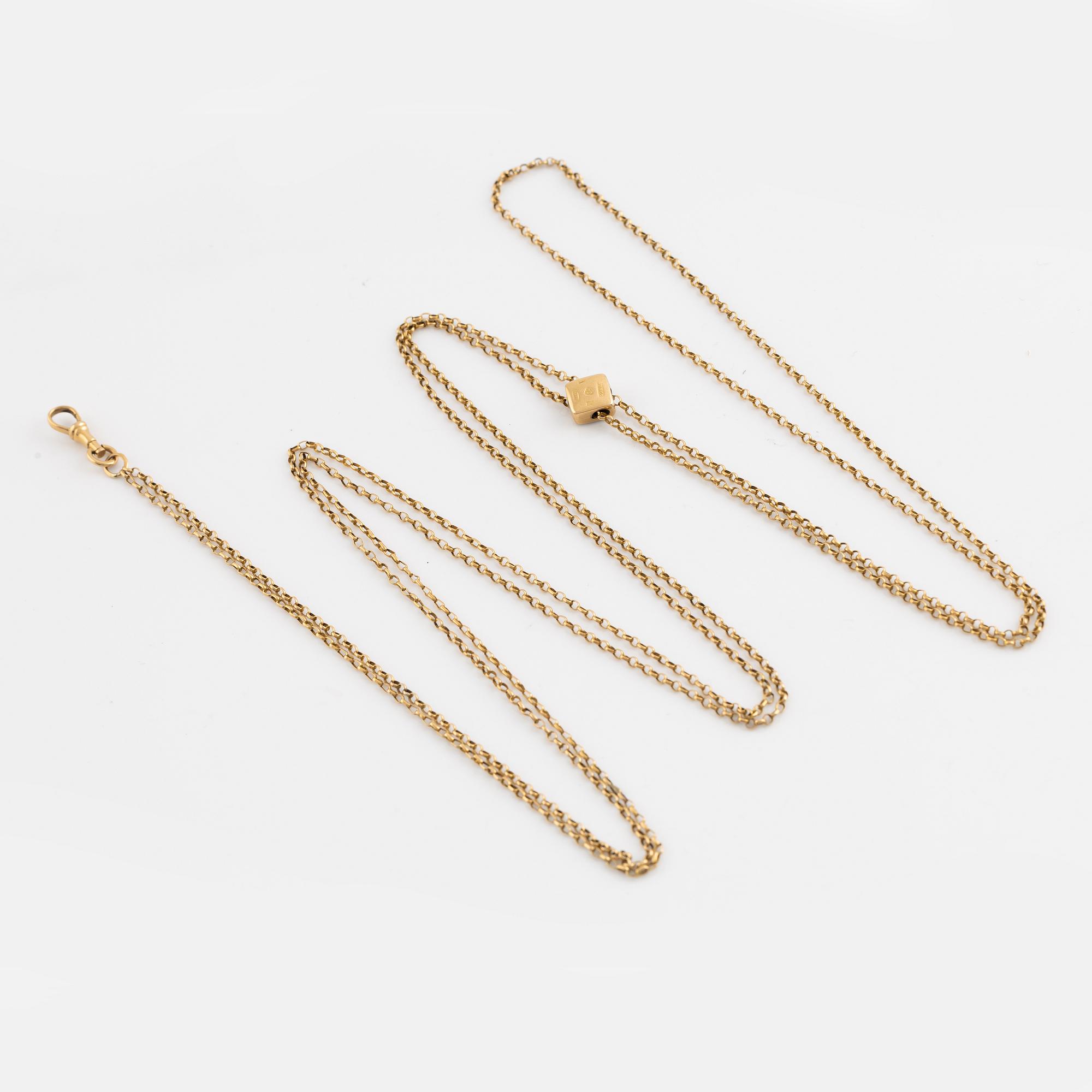 Goldchain with lock. 18 carat gold, Gustav Dahlgren & Co, Malmö, 1905.