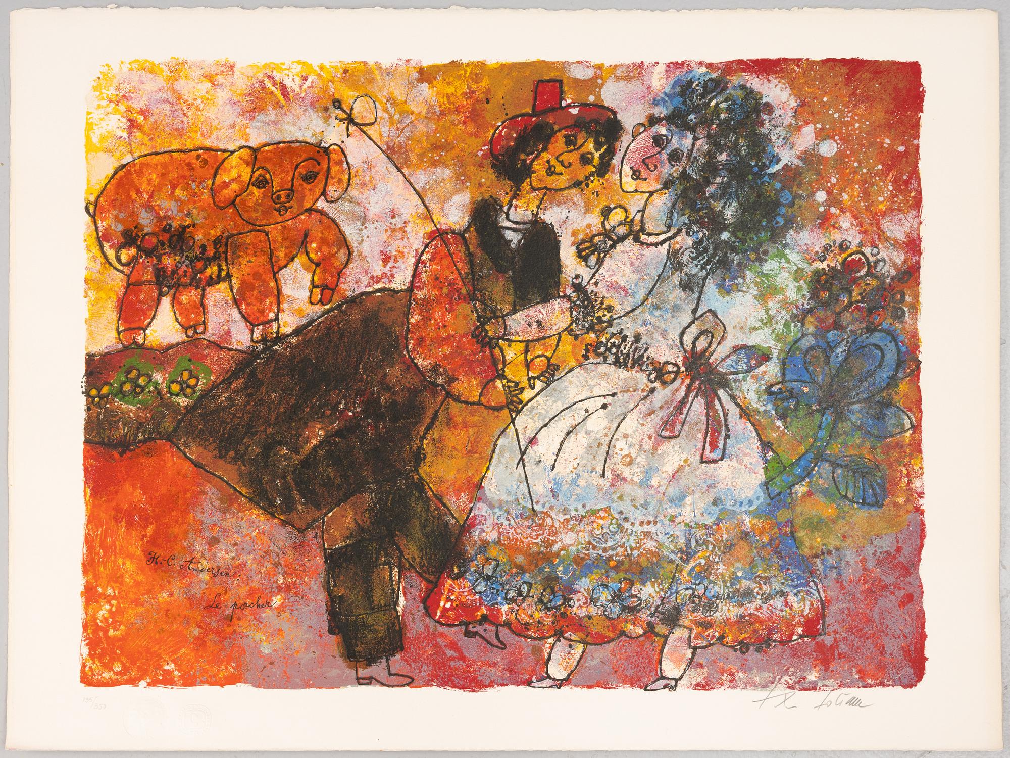 Theo Tobiasse, Mapp med 18 färglitografier, "Un hommage à H.C. Andersen".