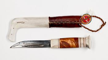 SAMEKNIV, renhorn samt björk, Anders Sunna, monogramsignerad.