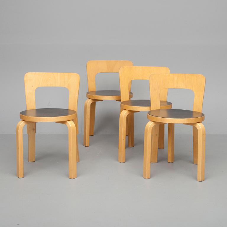 BARNSTOLAR, 4 st, modell 65, Alvar Aalto, Artek.