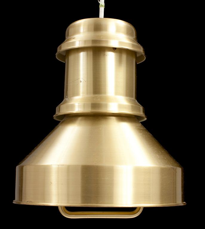 TAKLAMPA, mässing, "Skibslampe", Sidse Werner, Fyens glasverk, Holmegaard, Danmark, 1980-tal. H ca 47.