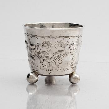 Berendt Möller, bägare, silver, Stockholm 1695. Barock.
