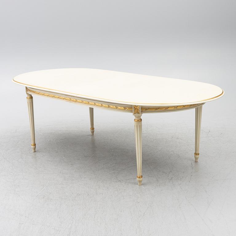 Dining table and armchair, Louis XVI style. Italy, second half of the 20th century.