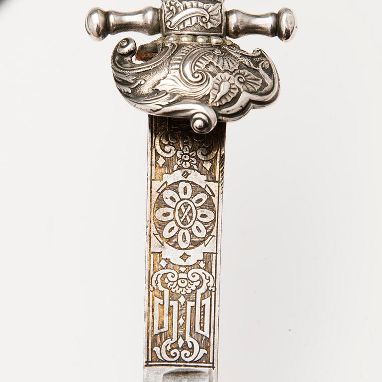 A Danish 18th Century silver-mounted hunting dagger.