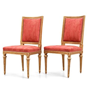 A pair of Gustavian late 18th century chairs by av Erik Öhrmark (master in Stockholm 1777-1814).