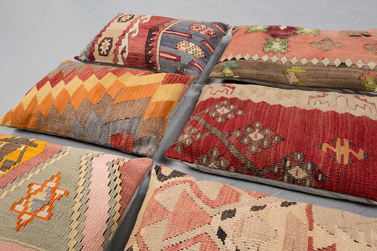 Six kelim pillows.