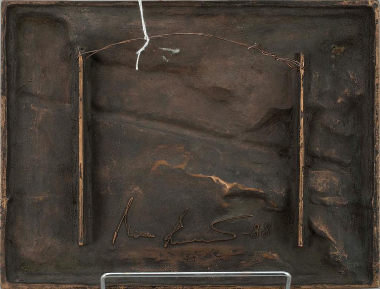 KIMMO PYYKKÖ, relief, brons, sign. och dat. -87.