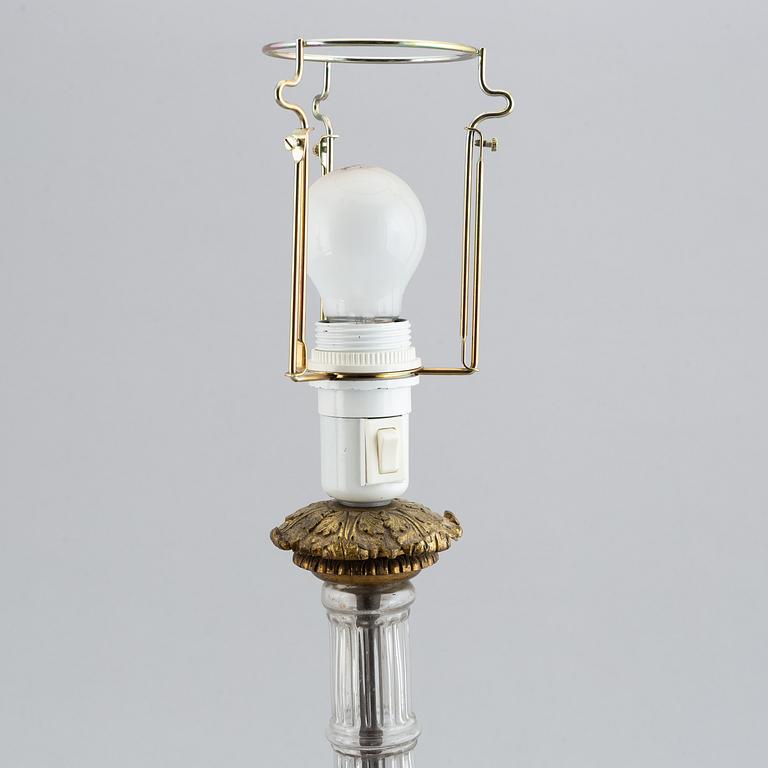 A pair of glass table lamps, probably Russian, second half of the 19th century.