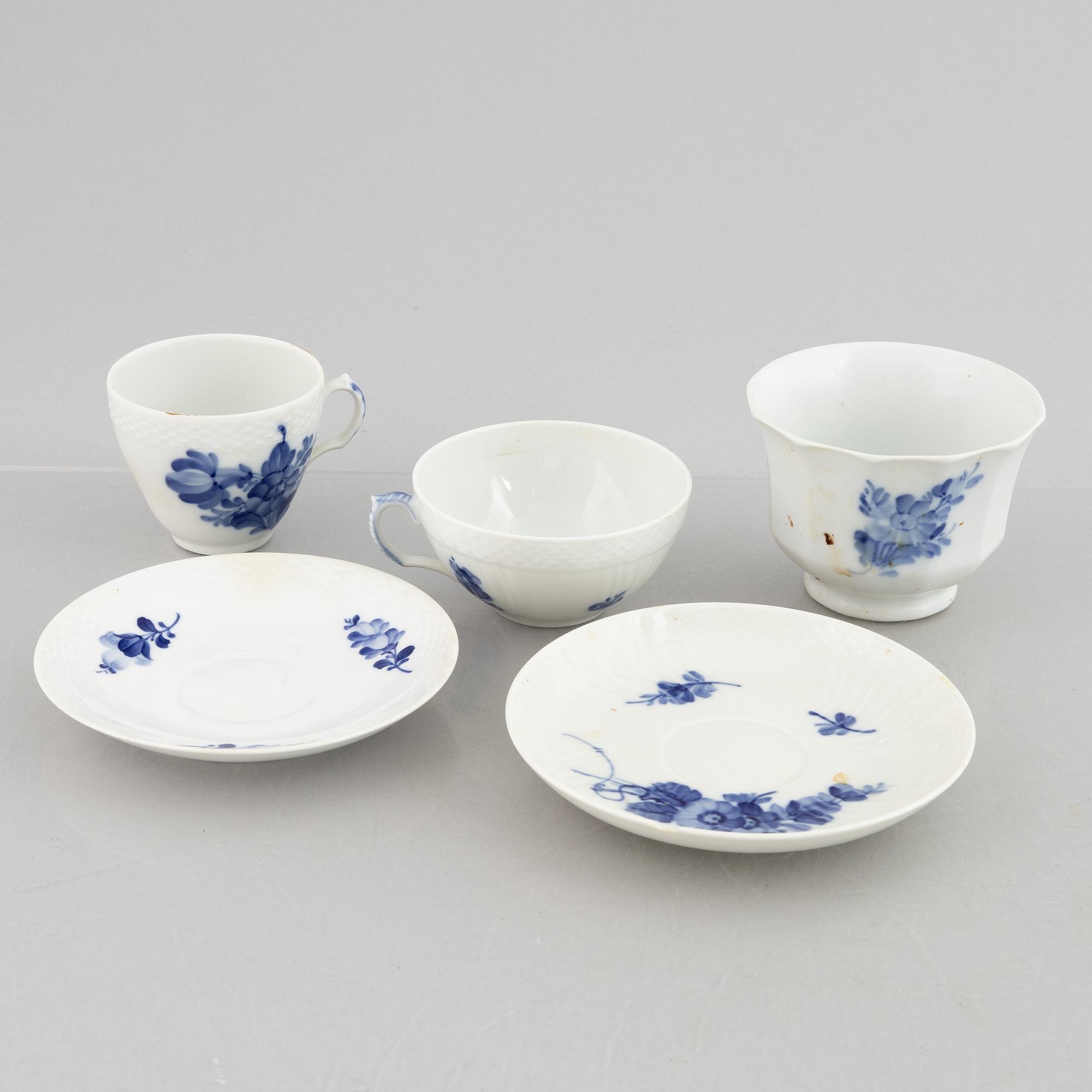 Royal Copenhagen, service parts, 51 pcs, porcelain, "Blue Flower", Denmark.