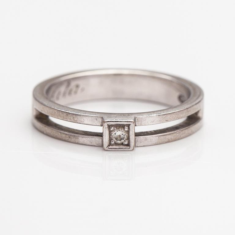 Ring, 14K vitguld, diamant ca 0.04 ct. Kultasarvi, Åbo.