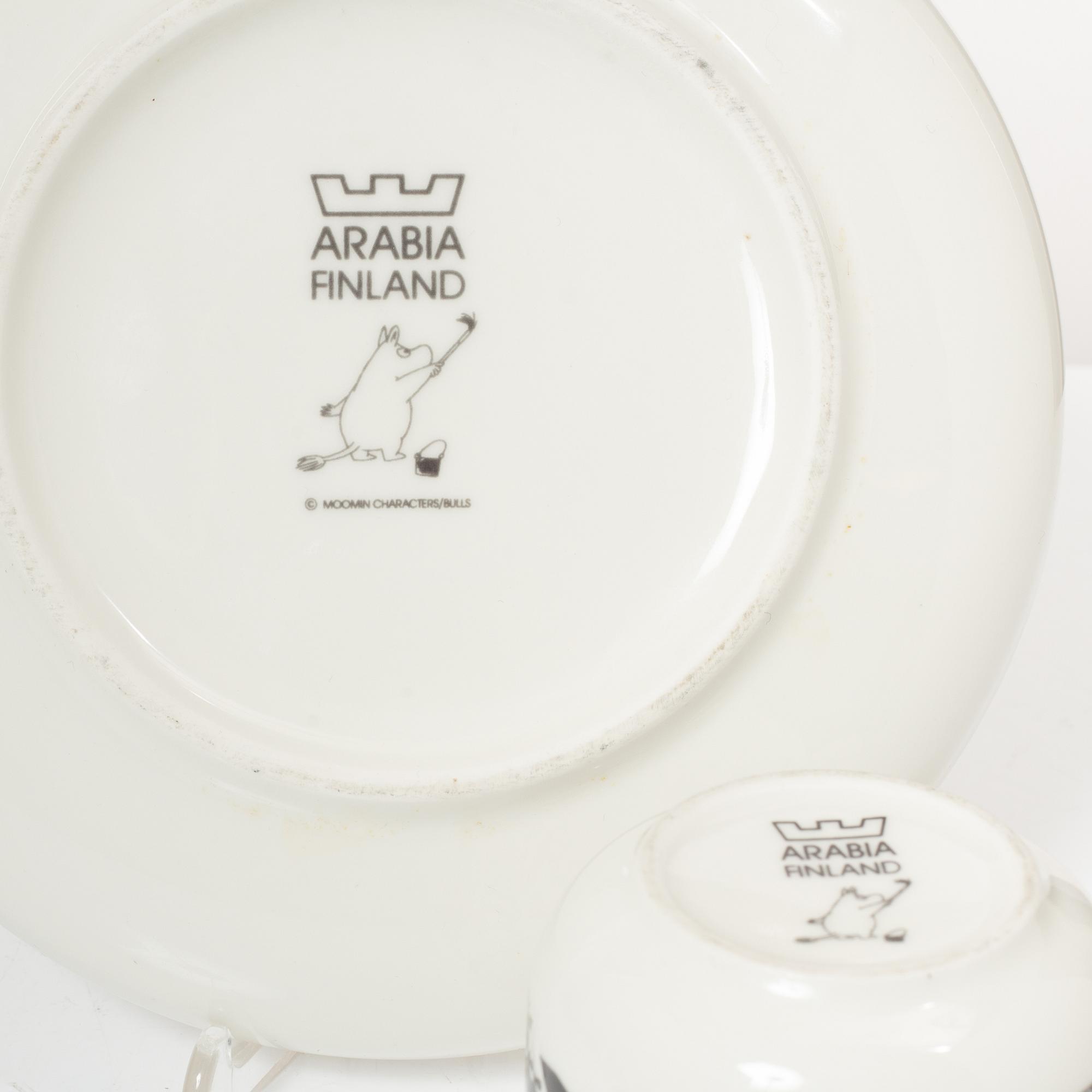 Arabia, Moomin mugs, plates and a jug, 7 pieces, porcelain, Finland.