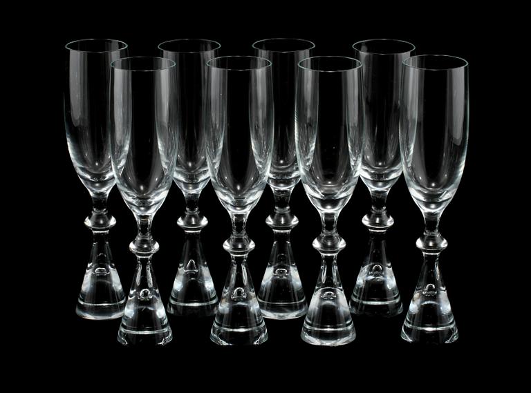 CHAMPAGNEGLAS, 8 st, Holmegaard, Danmark, 1900-talets andra hälft.