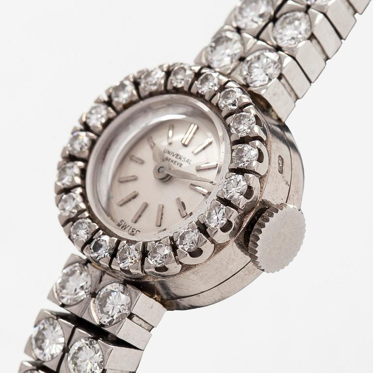 A platinum/18K white gold wristwatch, with brilliant and 16/16 cut diamonds totalling approximately 7.10 ct.