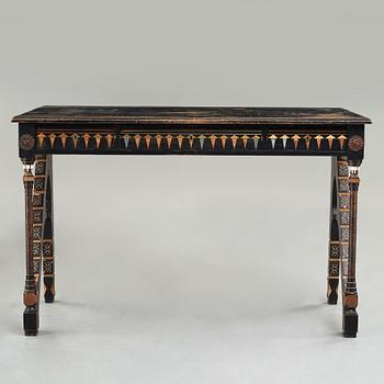 Carlo Bugatti, attributed to, an ebonized wood and walnut desk, Turin, Italy ca 1900.