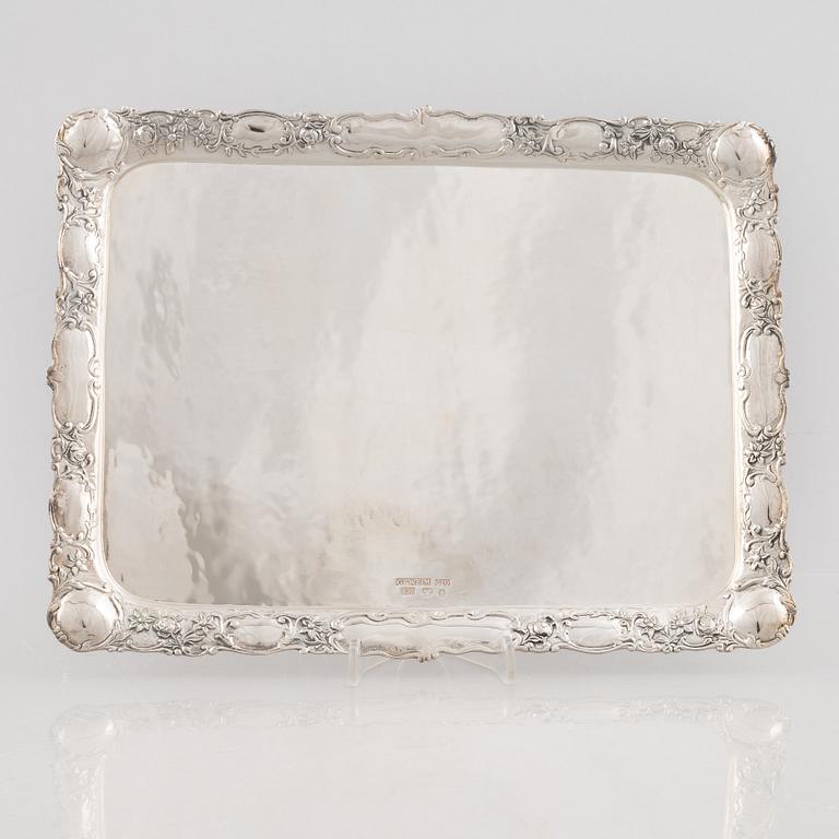 A Swedish silver tray, marks of GEWE, Malmö 1977.