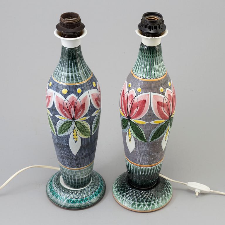 Two similar 20th century ceramic table lamps, Tilgmans Keramik, Sweden.