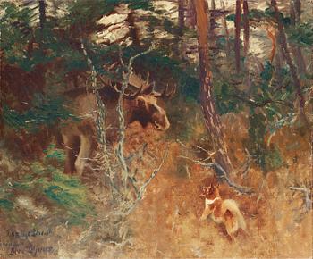 39. Bruno Liljefors, Elk in the woods.
