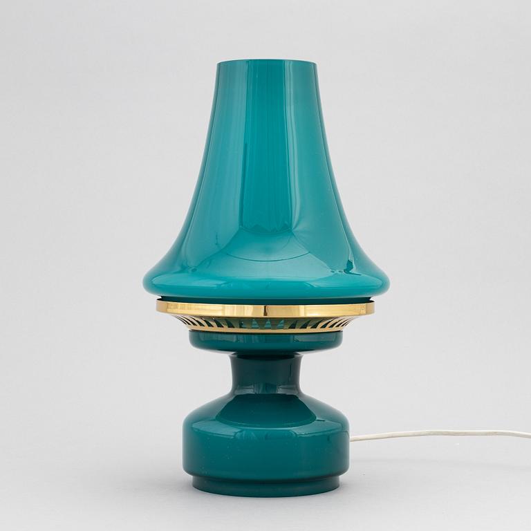 Hans-Agne Jakobsson, a glass and brass model B124 table light, Markaryd, second half of the 20th Century.