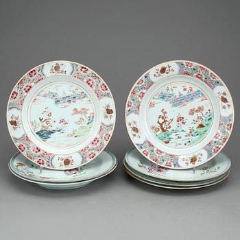 TALLRIKAR, 7 st, kompaniporslin, Kina, Qianlong 1736-95.