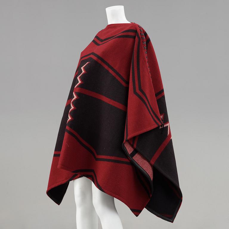 A wool poncho by Ralph Lauren.