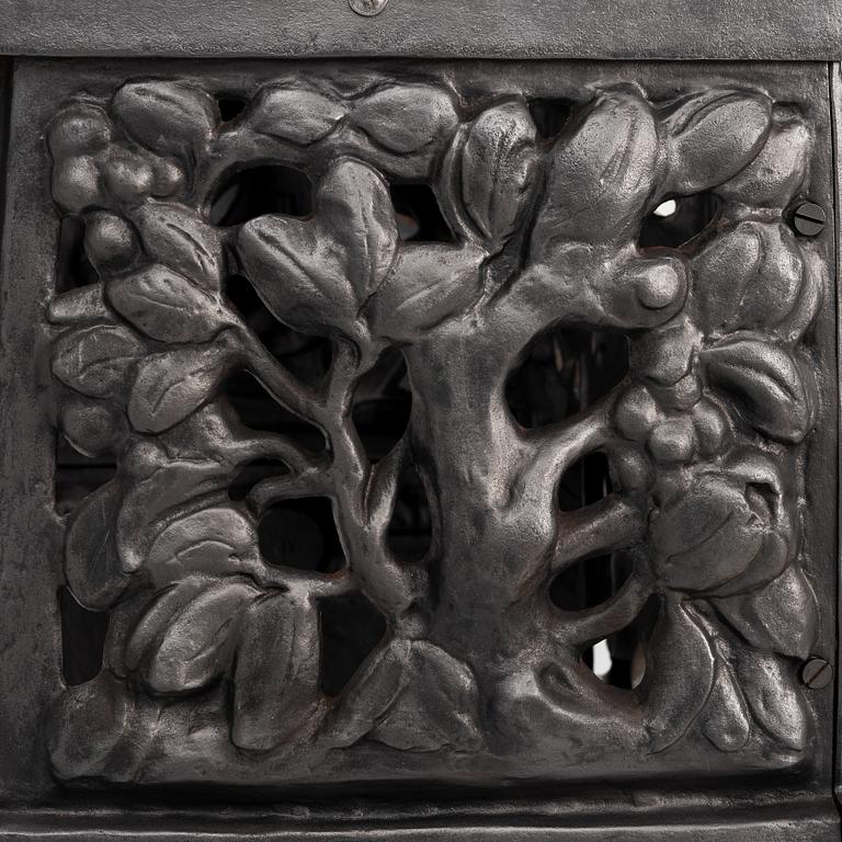 Fireplace front, cast iron, Art Nouveau, after Hans W Larsen, late 20th century.